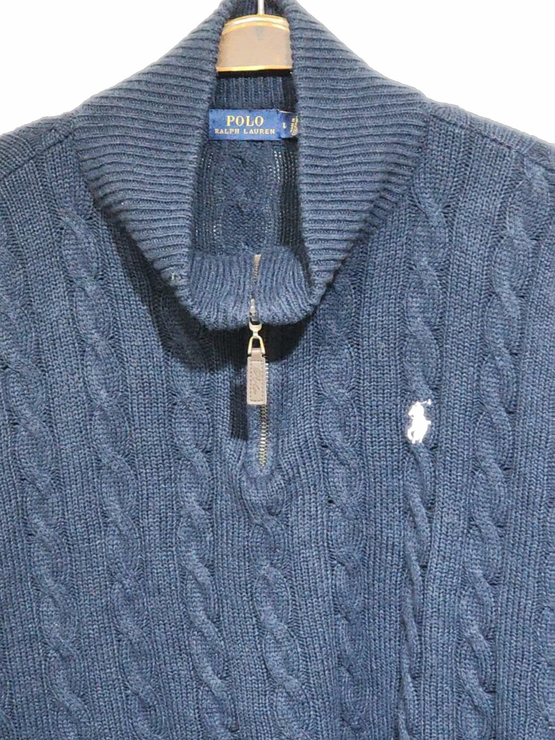 (XL) 랄프로렌 폴로 꽈배기 니트 네이비 케이블 반집업 스웨터  상품이미지2