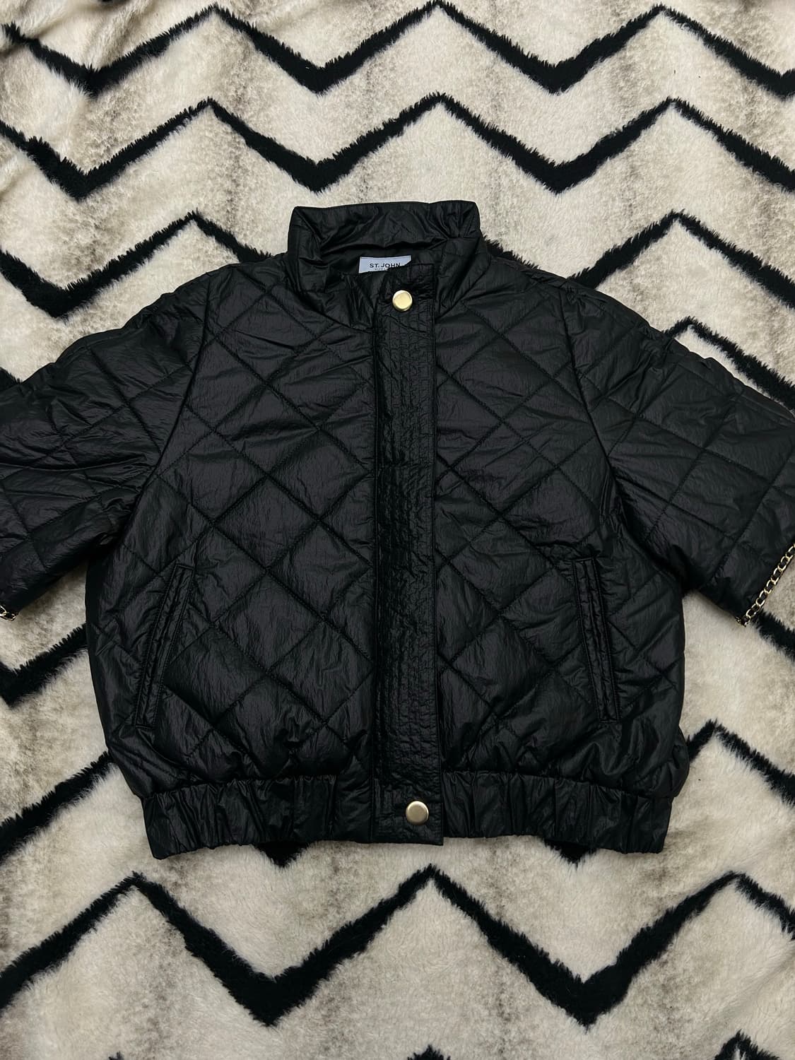 [L]센존 퀄팅 반팔 체인 자켓/블랙 상품이미지2