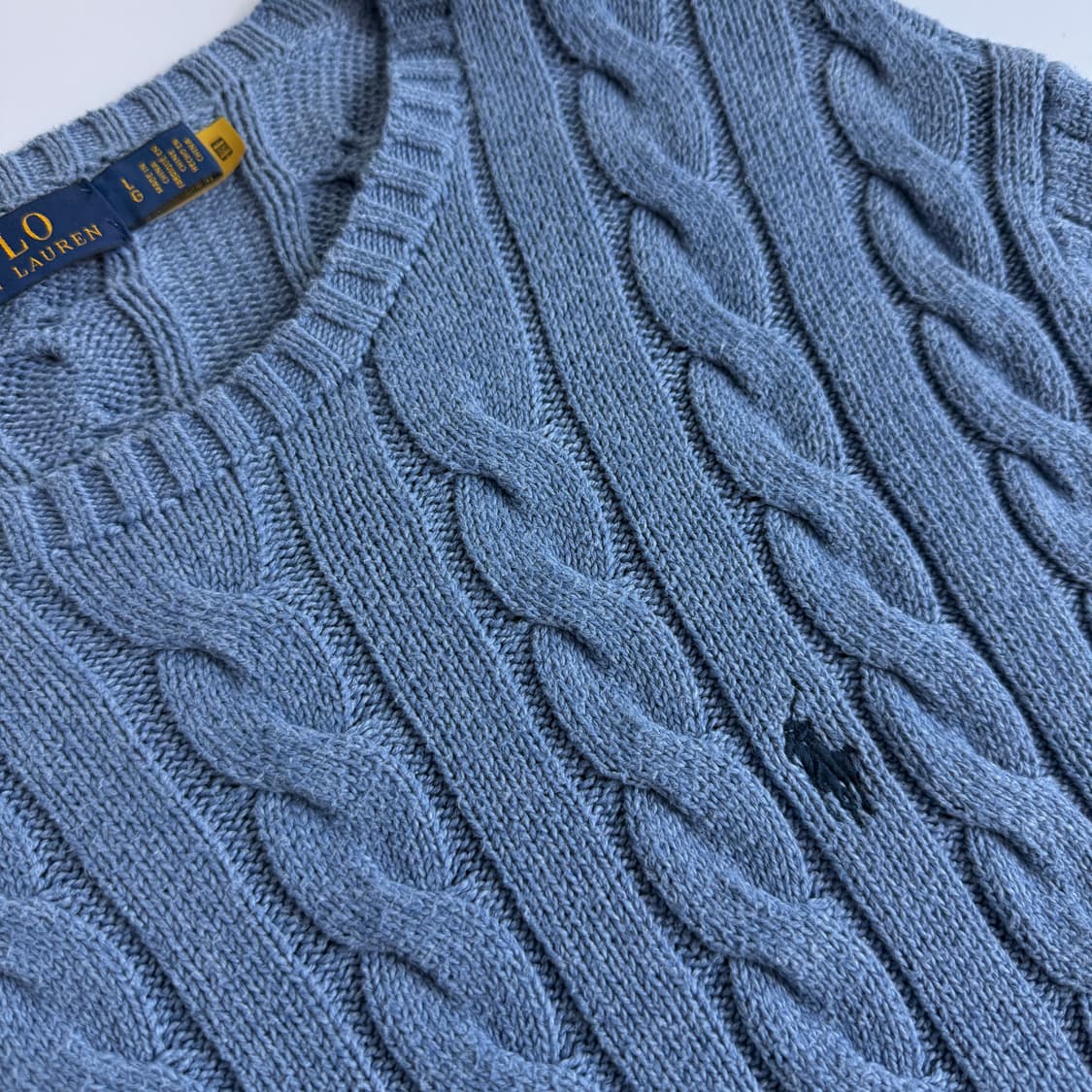 Polo 폴로 랄프로렌 신형 라벤더 소라 케이블 니트 상품이미지3