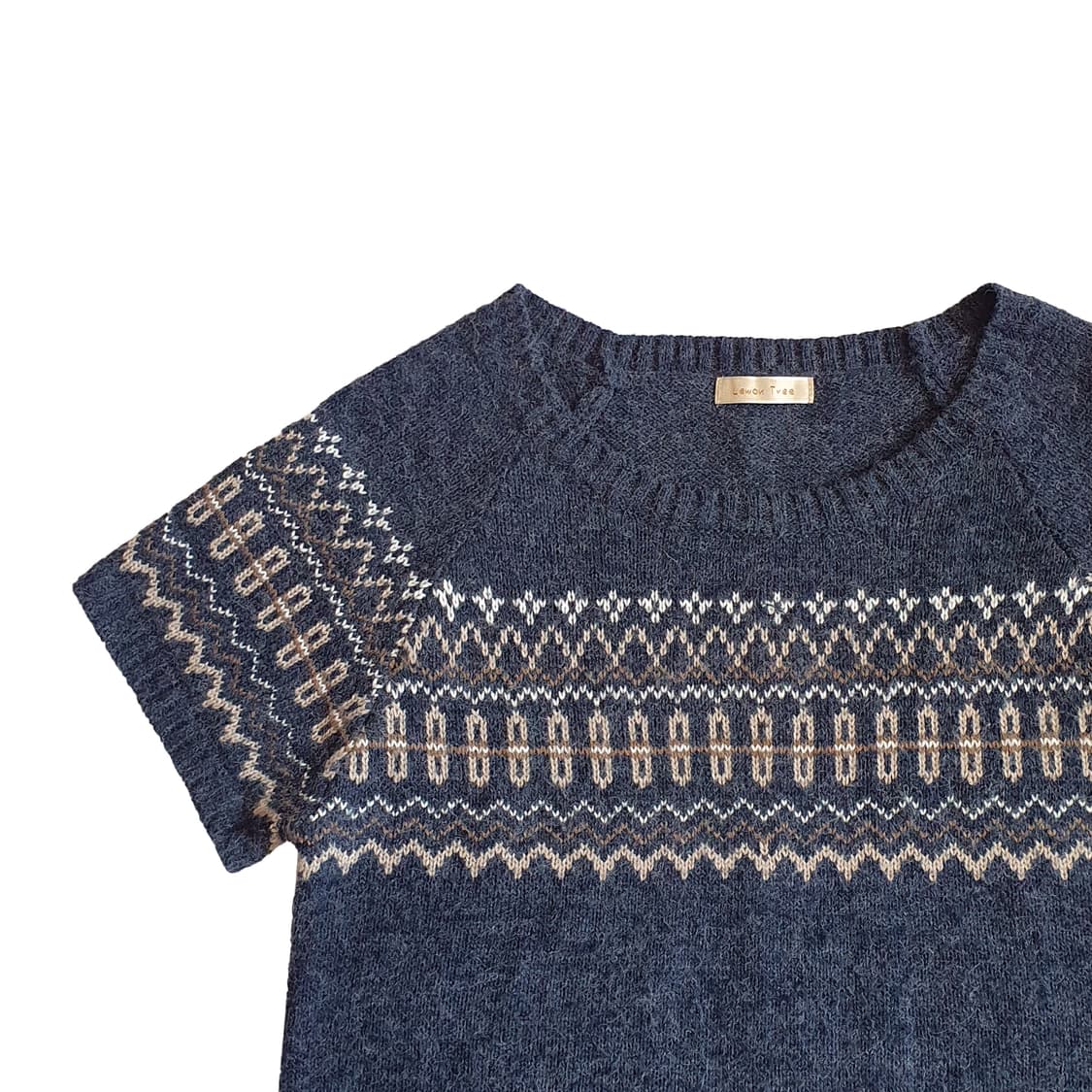 지그재그 반소매 니트 인디고 상품이미지3