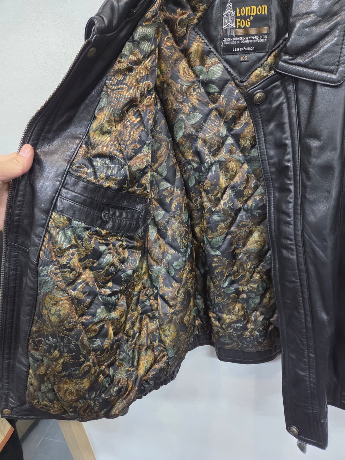 런던포그 올드스쿨 빈티지 안감누빔 소가죽 자켓 xl 상품이미지5