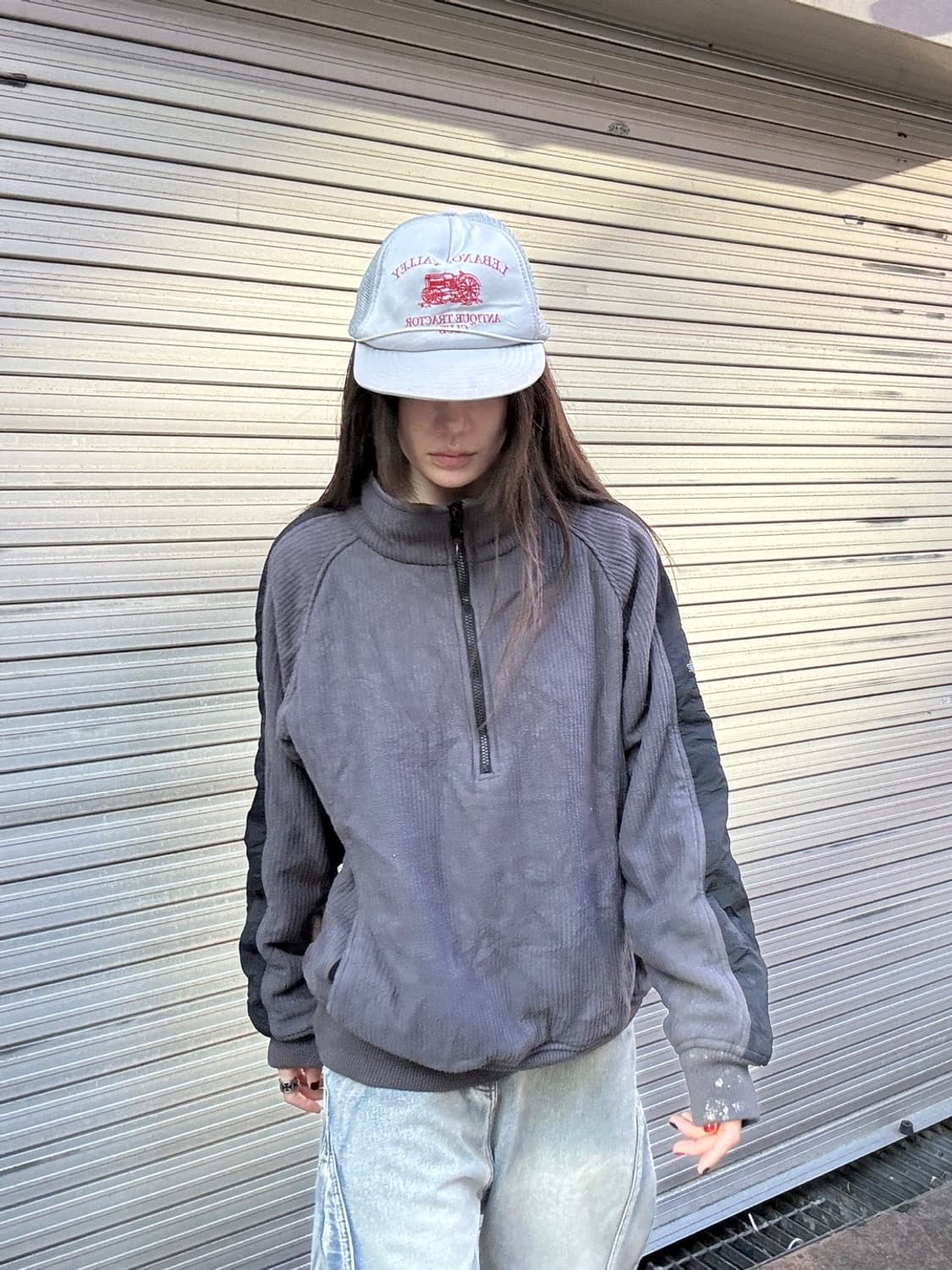 90s DICKIES 올드스쿨 하이넥 반집업 풀오버 코듀로이 맨투맨 상품이미지2