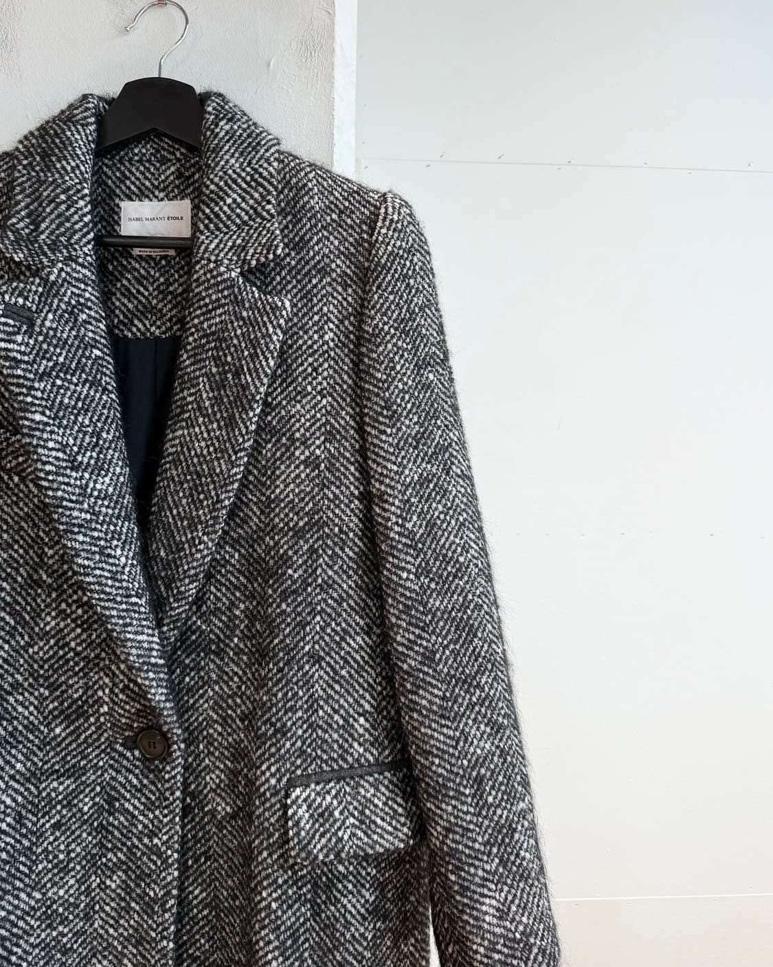 이자벨마랑 블랙 멀티울 헤링본 코트  상품이미지5