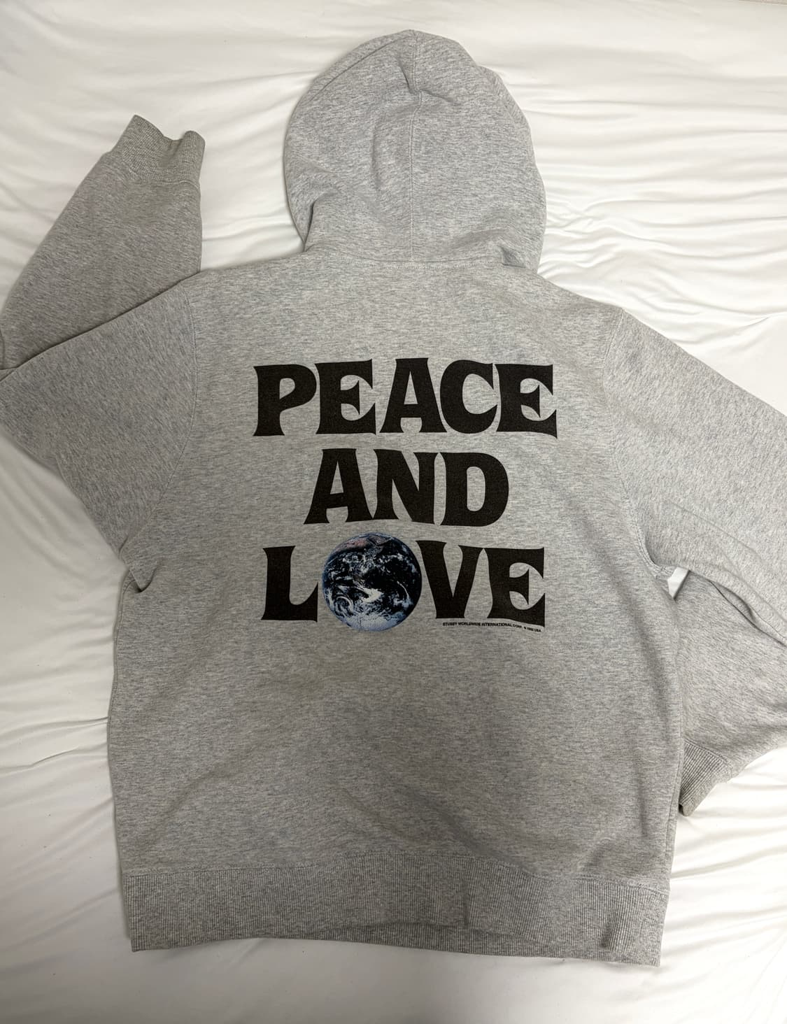 스투시 피스앤러브 후드 그레이 M 상품이미지1