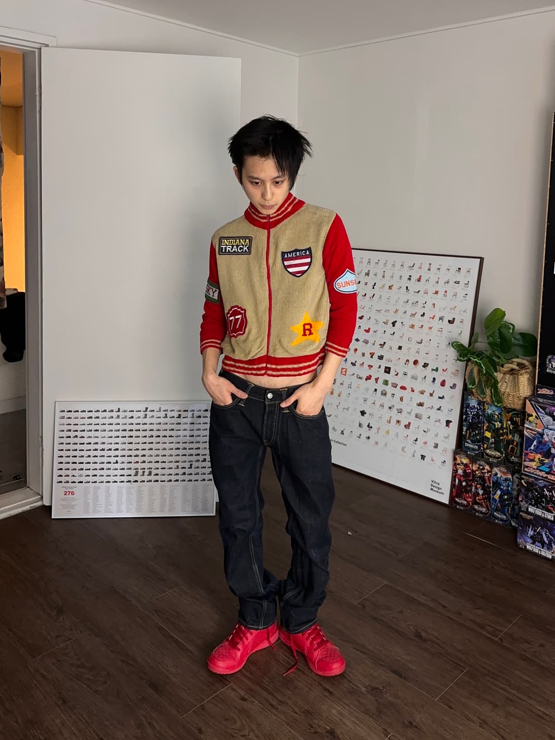 CRT Navy 패치 바시티 무드 니트집업  상품이미지4