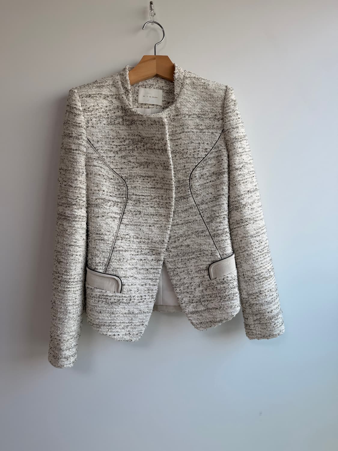 [MICHAA] 미샤 정품 노카라 배색 트위드 재킷 55사이즈 상품이미지6