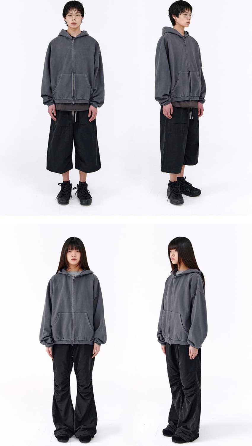 [2] 폴리테루 휴먼인덱스 휴먼 오버다이드 집 후디 블루 그레이 상품이미지5