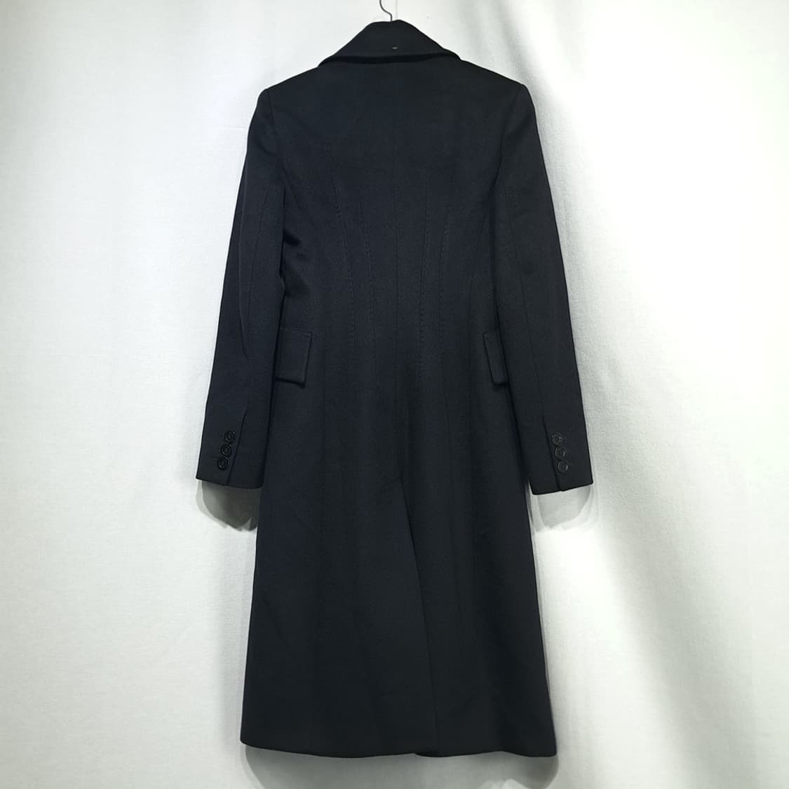 CN988W L 스포트막스 블랙 버진울 래더 더블 롱코트 상품이미지10