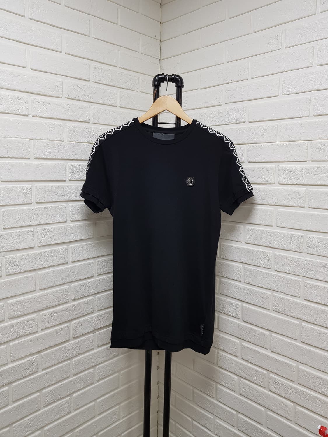 [m/95/정품] 필립플레인 블랙 반팔 티셔츠 상품이미지1