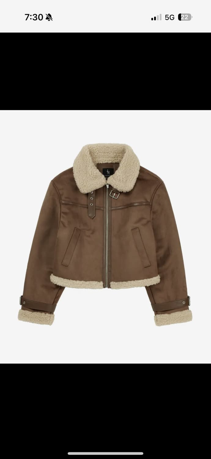 레더리 오블리크 스웨이드 무스탕 자켓 브라운 상품이미지1