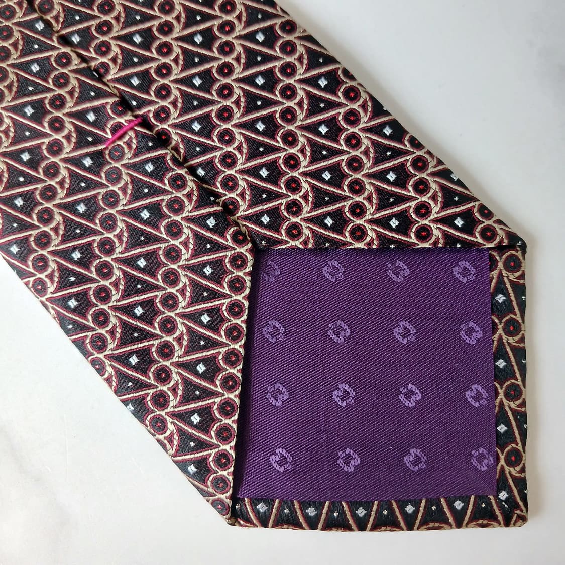 밀라숀 실크 브라운 기하 패턴 넥타이 8.5cm S~A+등급 e810
 상품이미지7