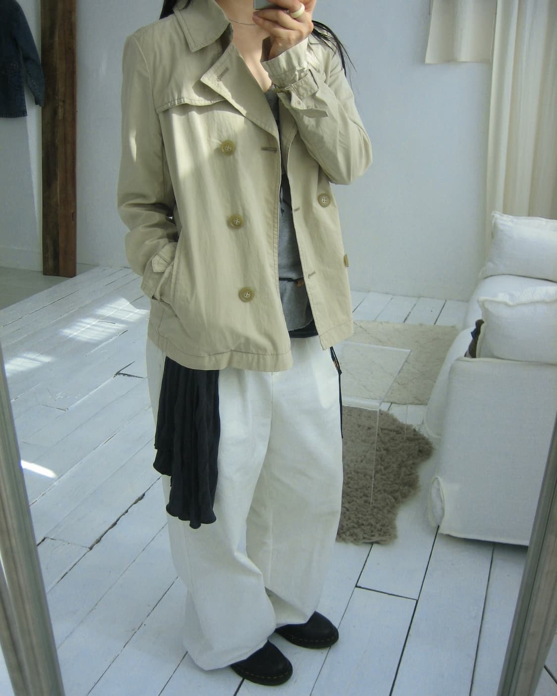 [ALCALI] Double Botton Half French Coat 상품이미지3