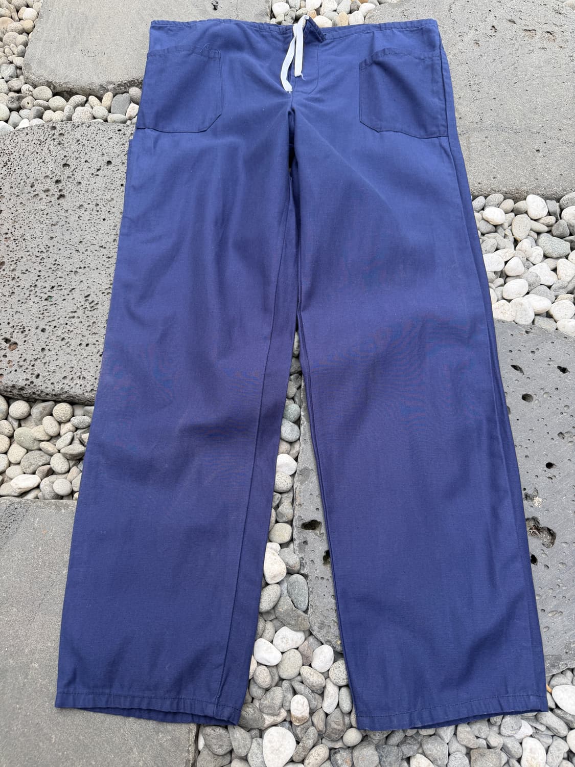 1990s LINEN NAVY DRAWSTRING 린넨 프렌치워크팬츠 상품이미지1