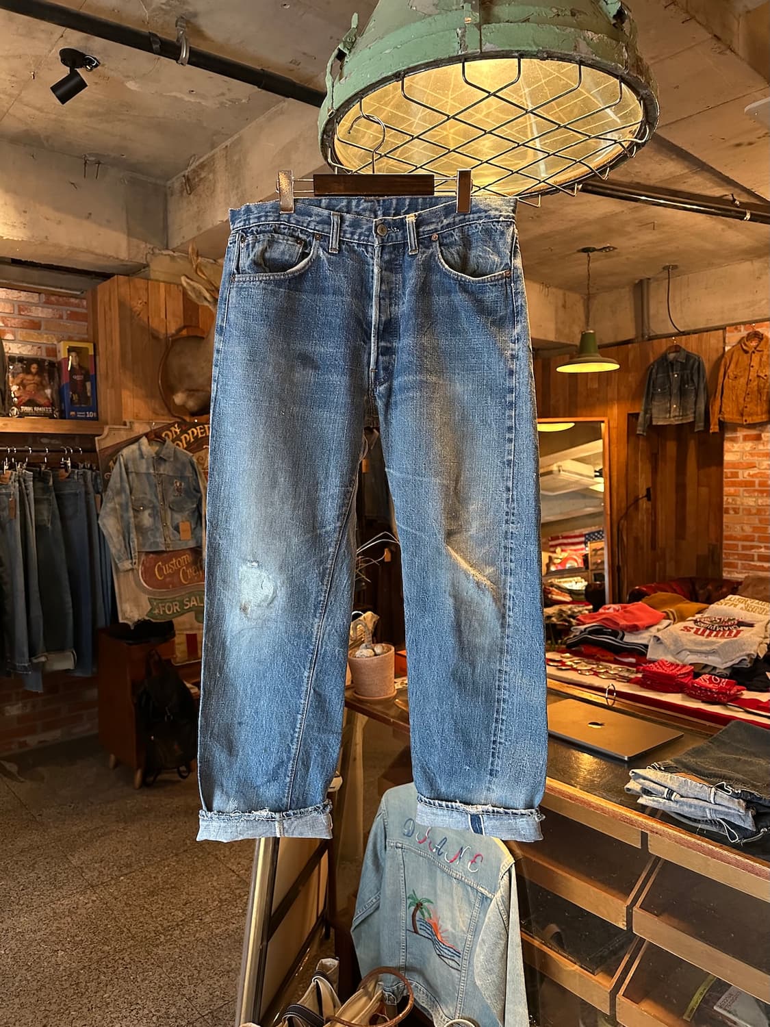 70s USA 빈티지 리바이스501 66전기 셀비지 데님 팬츠 상품이미지1