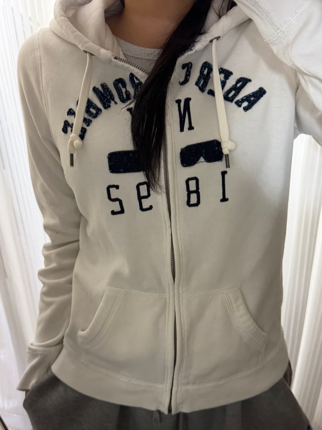 슬림핏 대장템 아베크롬비 화이트 후드집업 M 상품이미지1