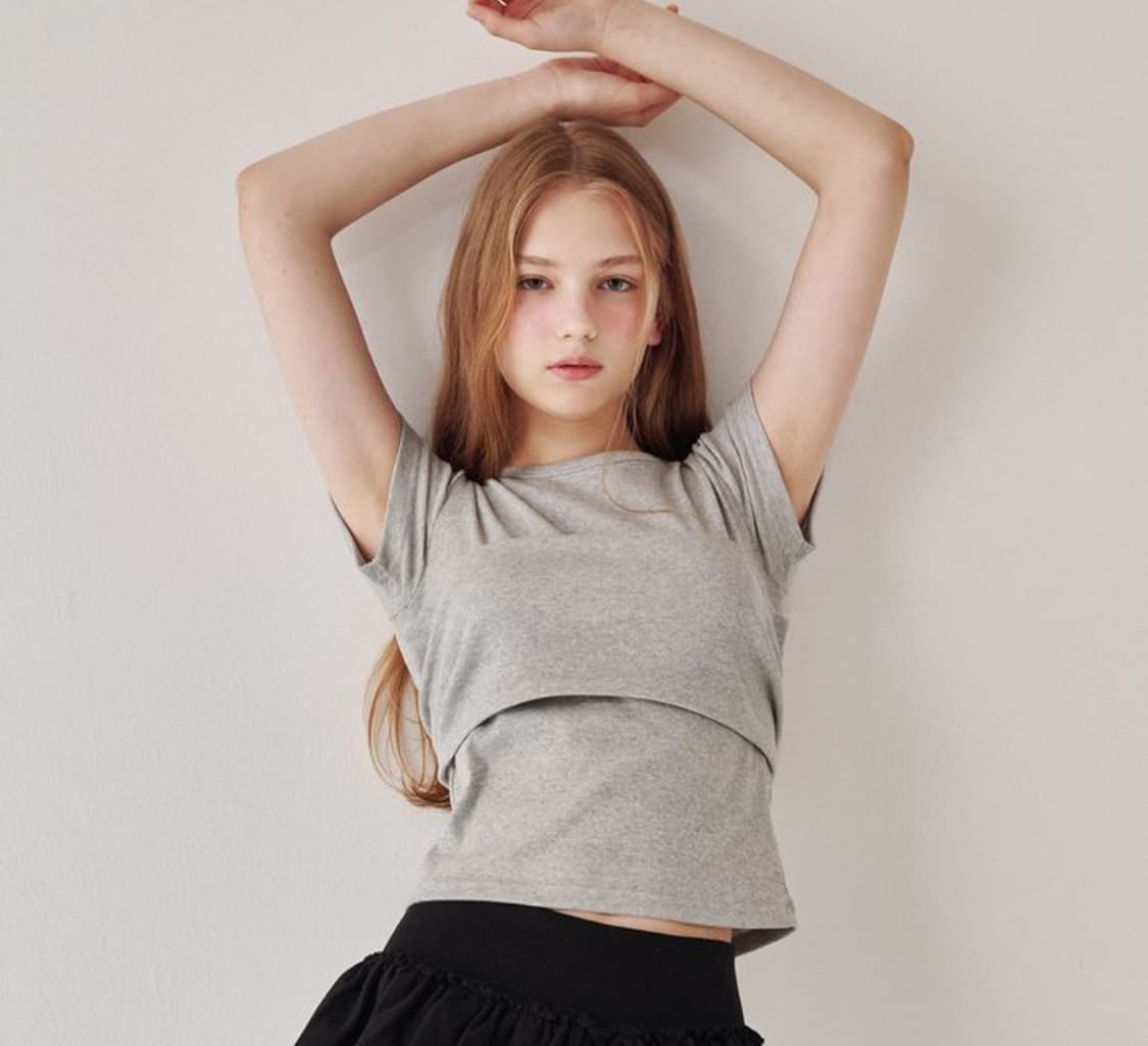 론론 short sleeve t shirt grey 상품이미지1