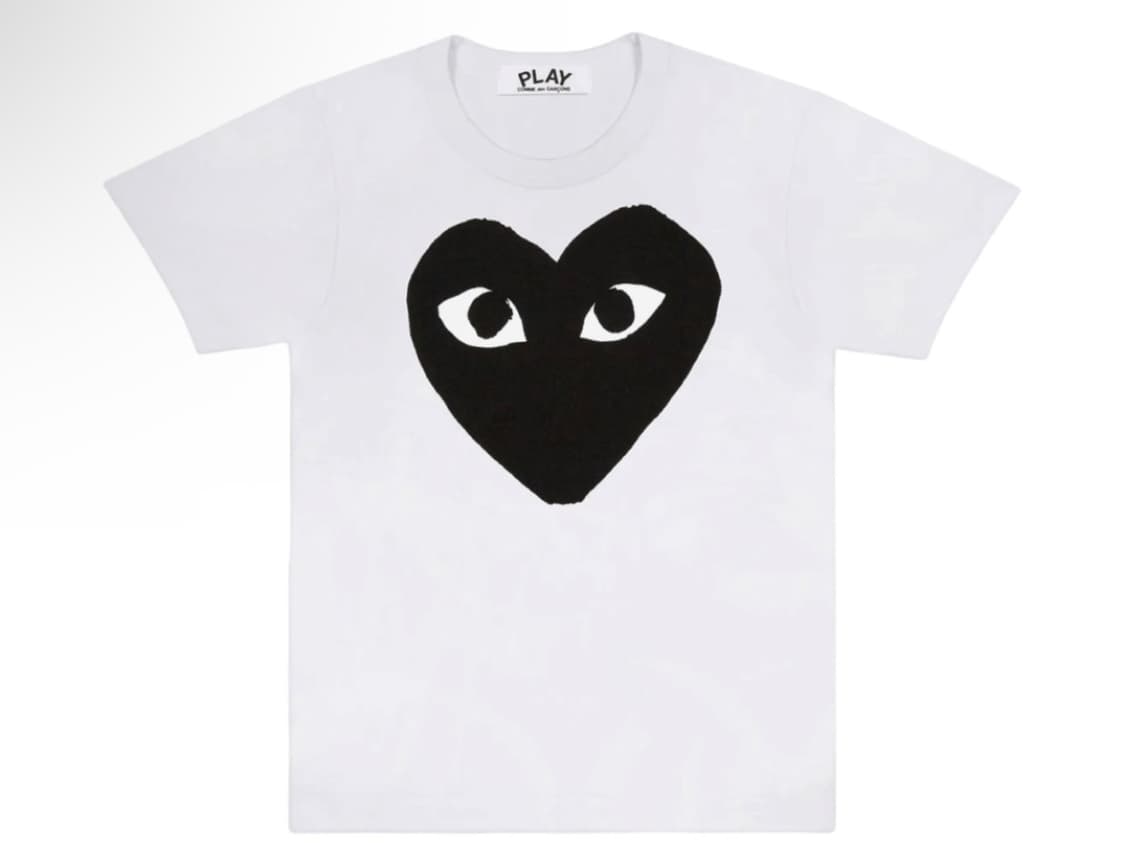 (W) 플레이 꼼데가르송 블랙 하트 티셔츠 화이트 상품이미지1