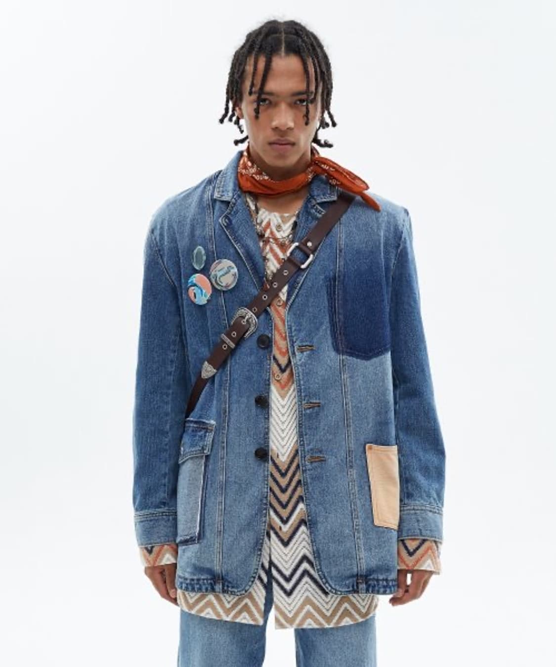 앤더슨벨 데님 패치 리워크 자켓 XL 상품이미지1