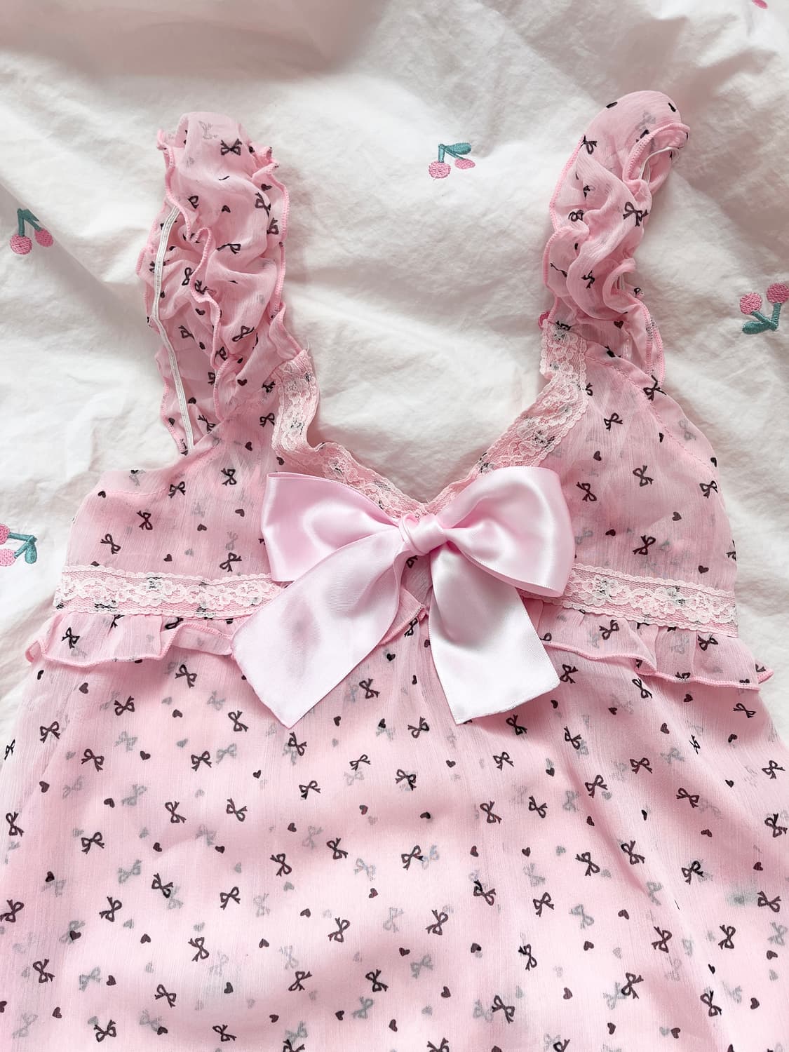 대장템 로걀 히메갸루 리본 튜닉 핑크 민소매 나시 일본 빈티지 엔젤러브 상품이미지4