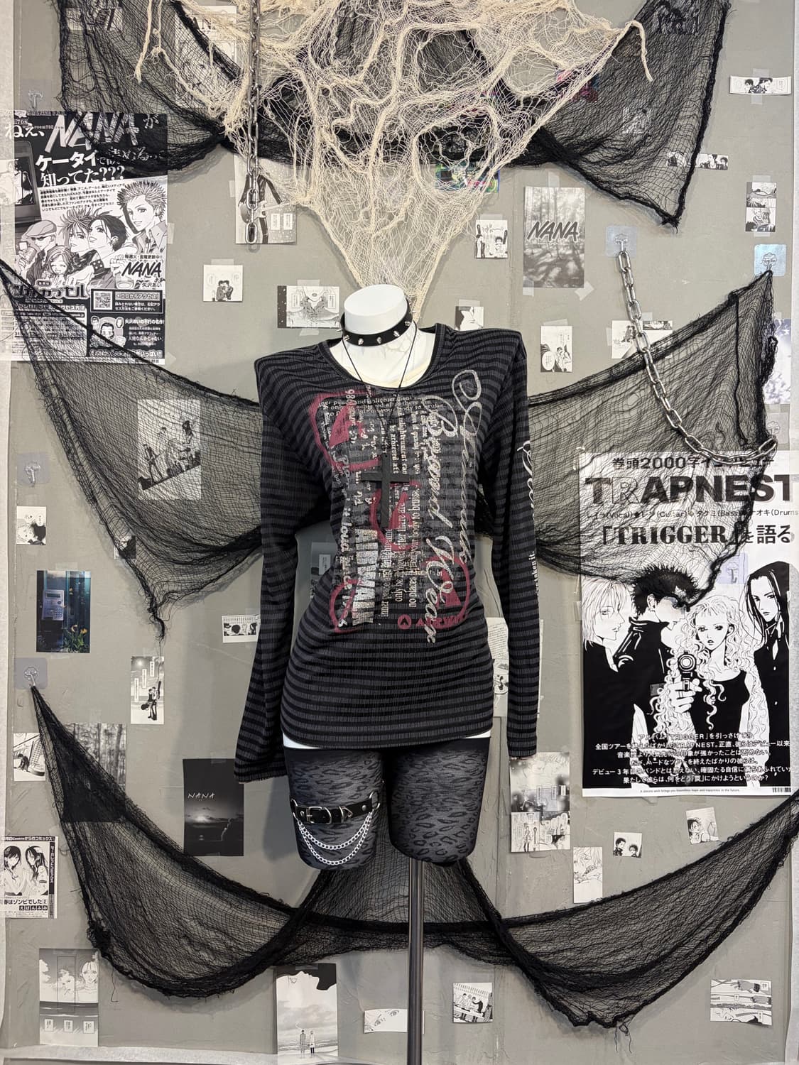 Y2K Stripe Glitter lettering long sleeve 상품이미지1