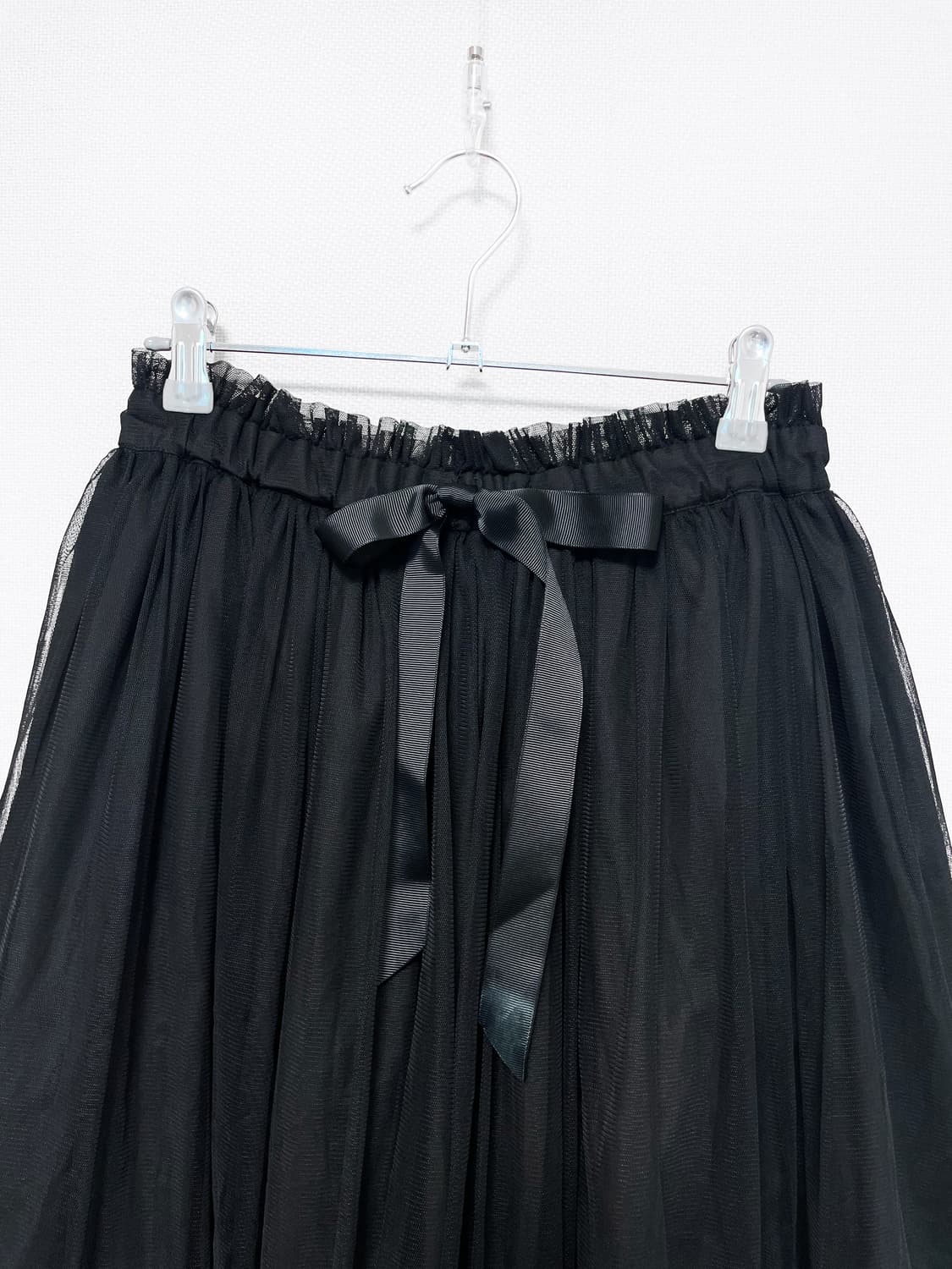 Ribbon Tulle Midi Skirt - Black 상품이미지6