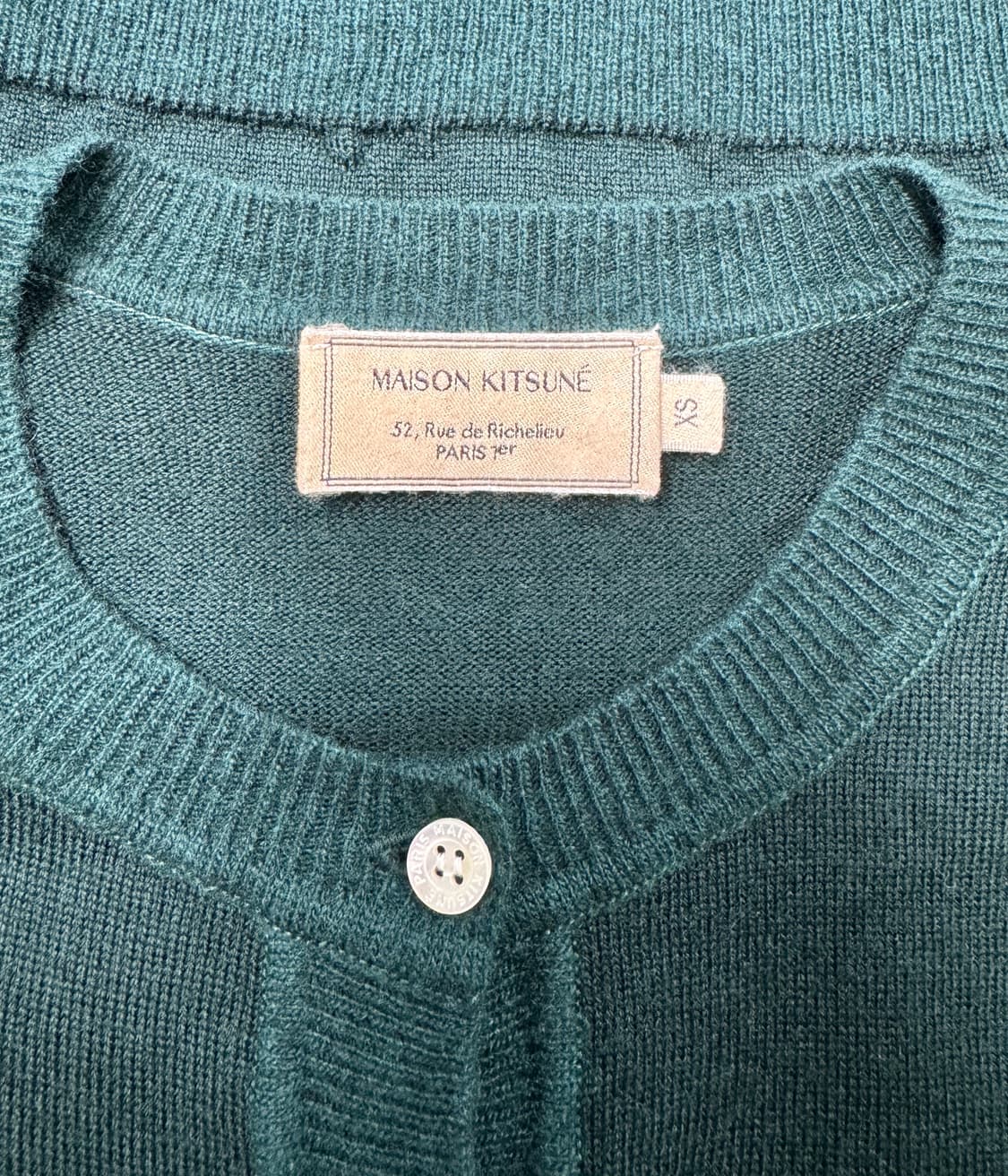 MAISON KITSUNE 메종 키츠네 딥그린 폭스 헤드패치 라운드넥 울 상품이미지5