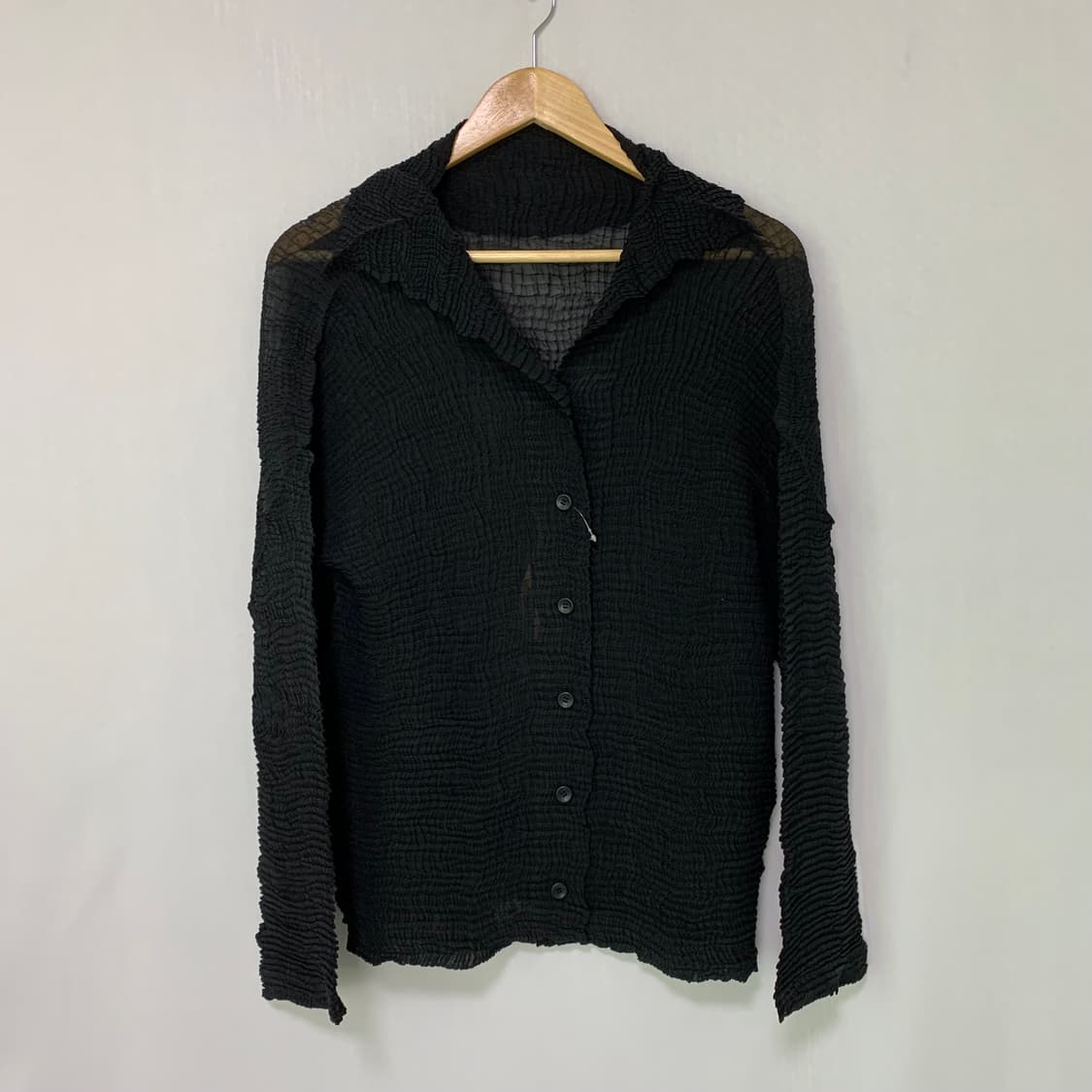 이세이미야케 빈티지 플리츠 버튼 러플 고딕 가디건 블랙 L 상품이미지1