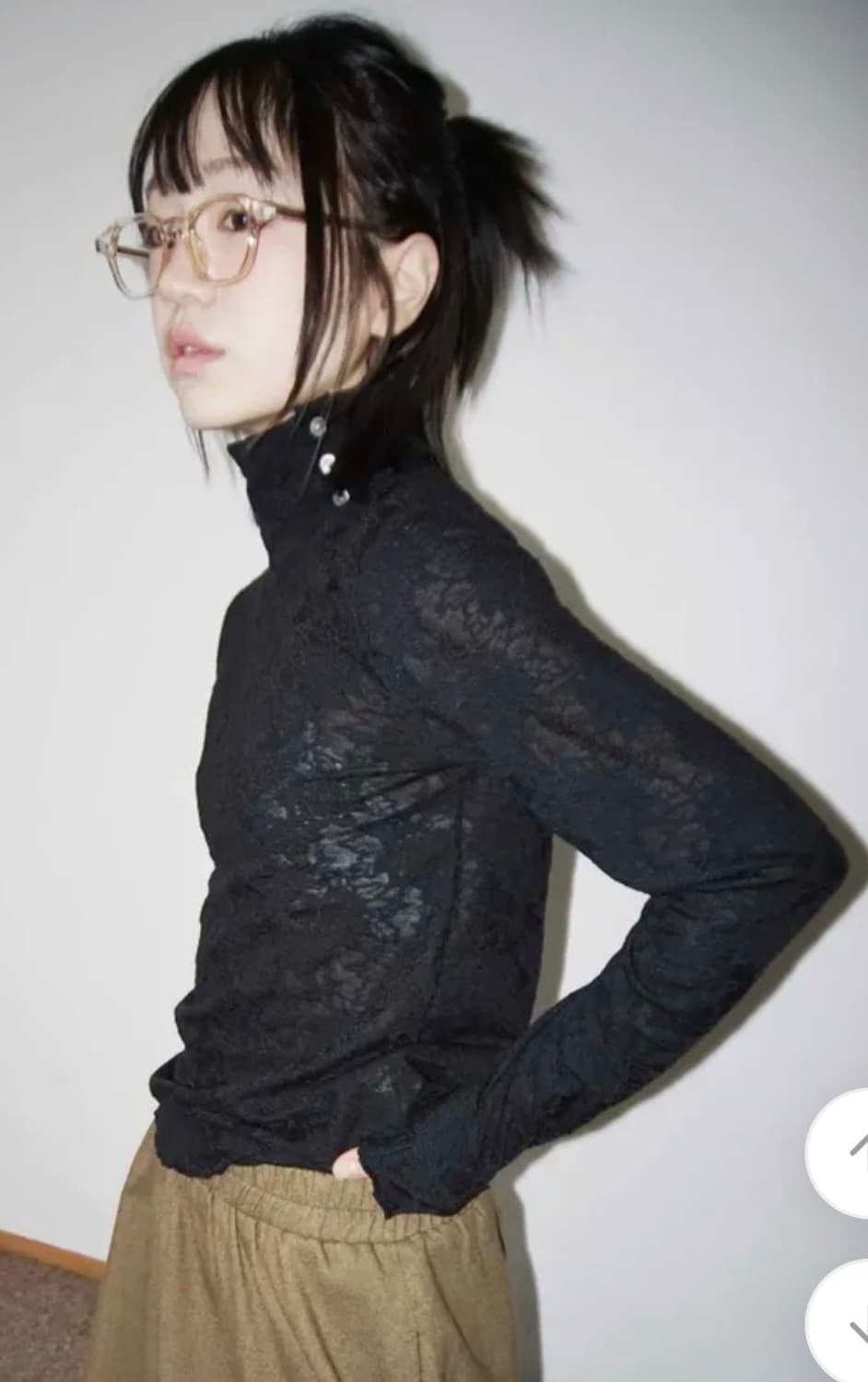 김아홉 소공녀 lace pola T (black) 상품이미지1