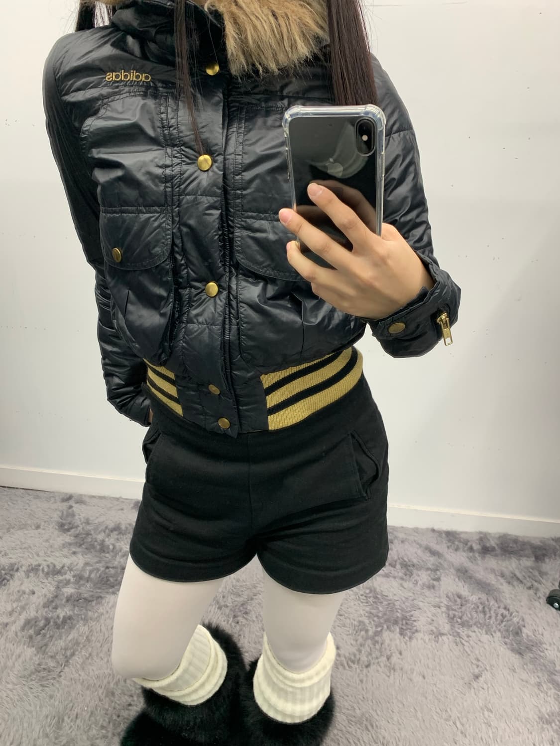 아디다스 y2k 골드 라이더 퍼 푸퍼 다운자켓 상품이미지3