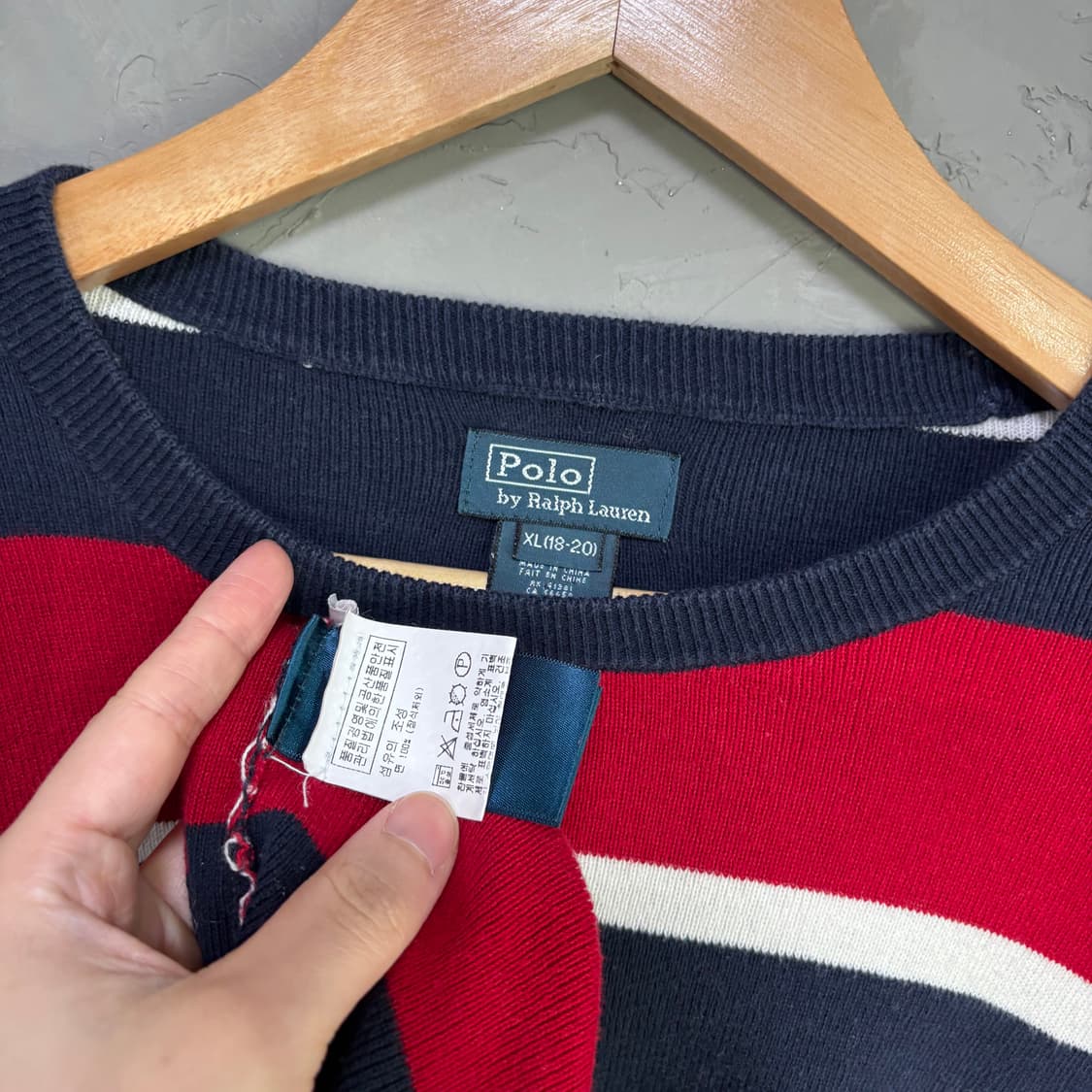폴로 랄프로렌 스트라이프 니트 레드 네이비 상품이미지3