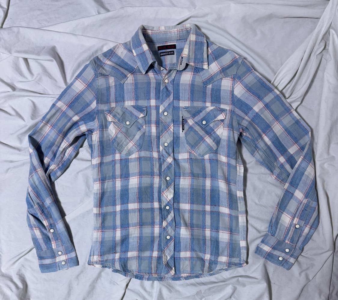 블루 블루 인디고 다이 체크 웨스턴 셔츠 상품이미지1