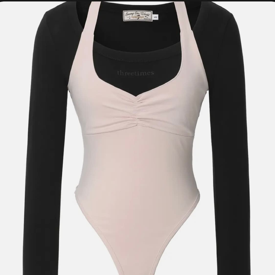 쓰리타임즈 halter layered top 블랙 S 상품이미지1