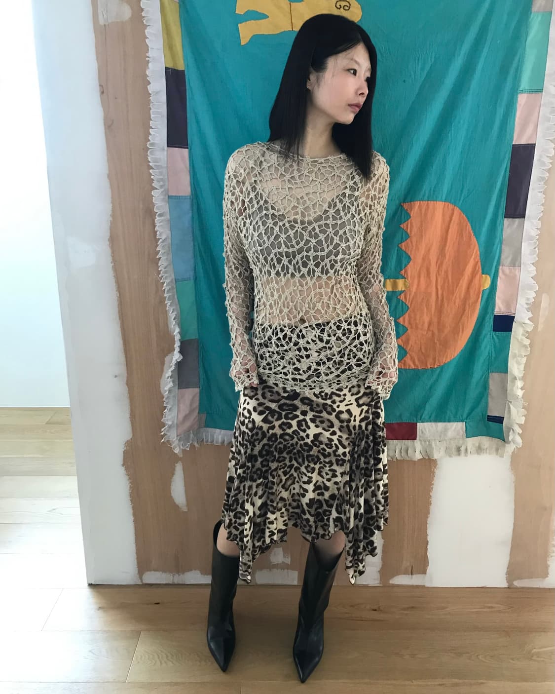 vintage leopard pattern skirt 상품이미지3