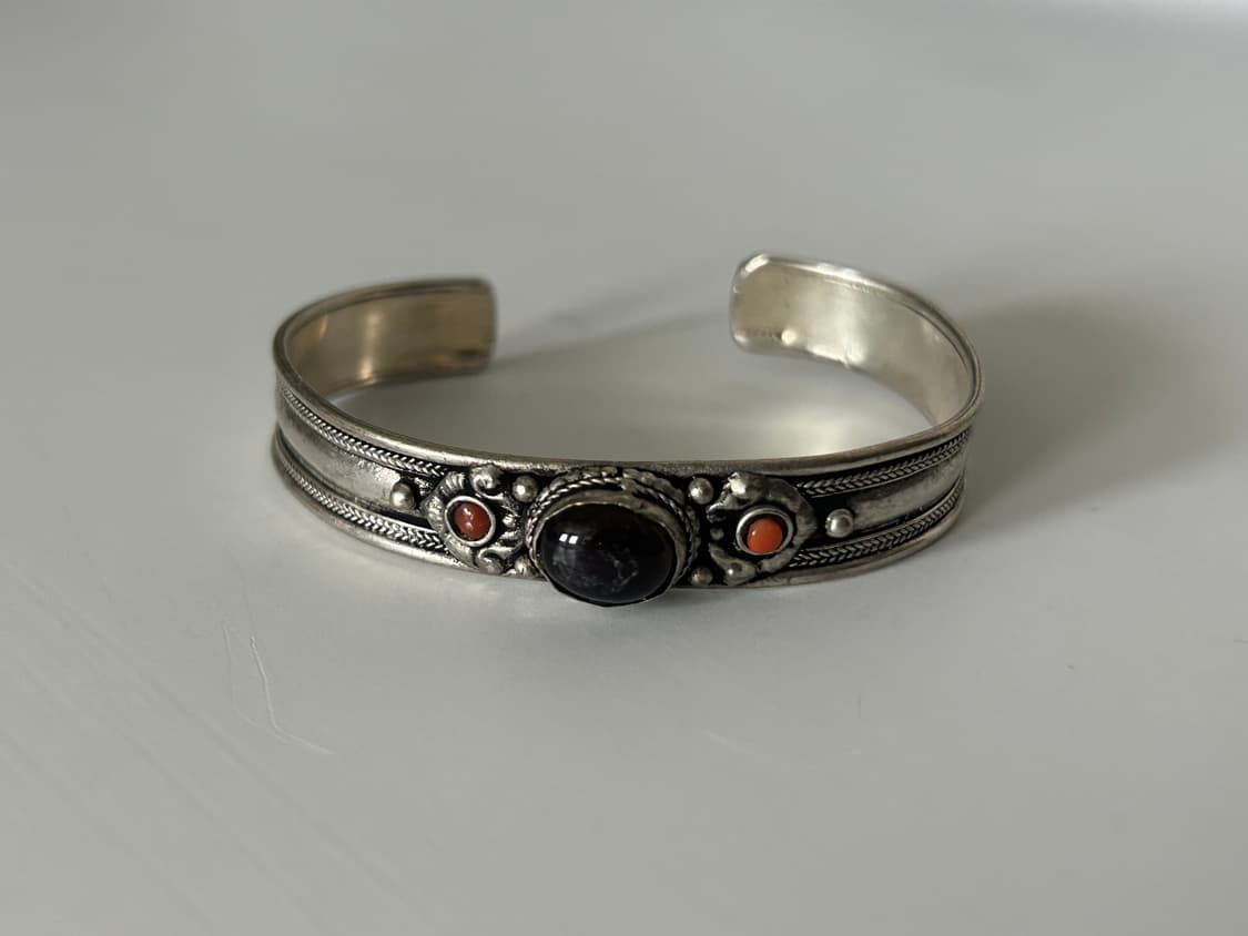 인도 빈티지 원석 메탈 뱅글 상품이미지5