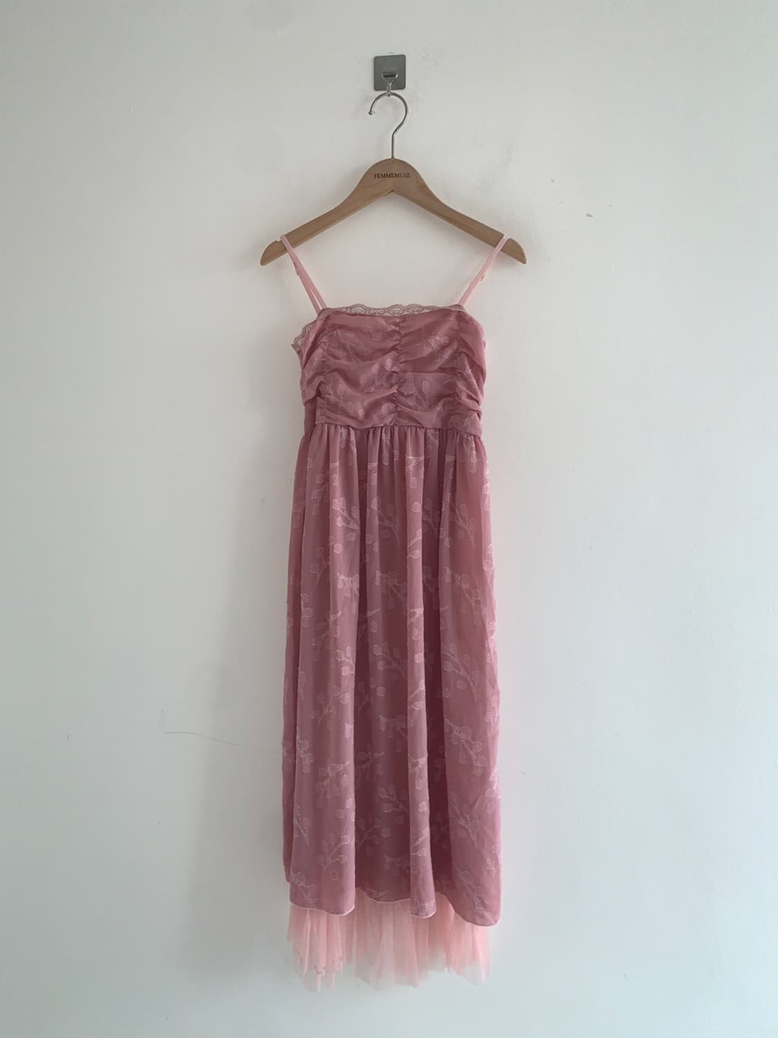 Flower lace shirring slip dress 상품이미지1