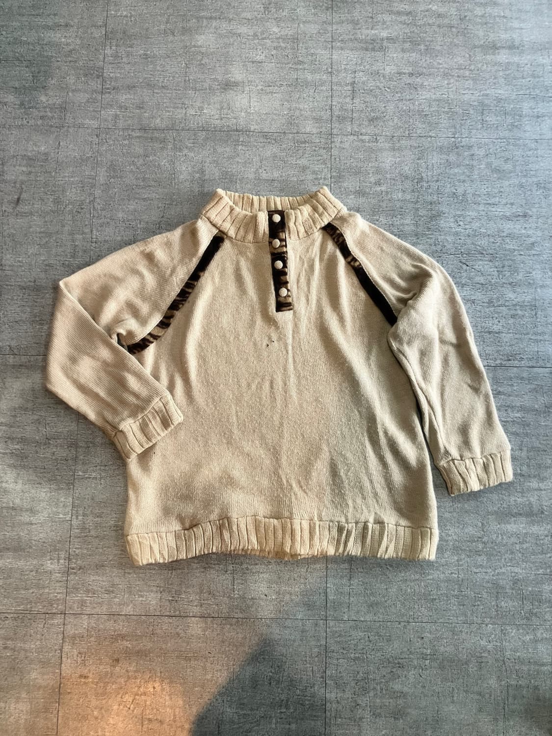 일본빈티지 Natural 올드스쿨아메카지 혁오풍 레오파드 니트스웨터 상품이미지1