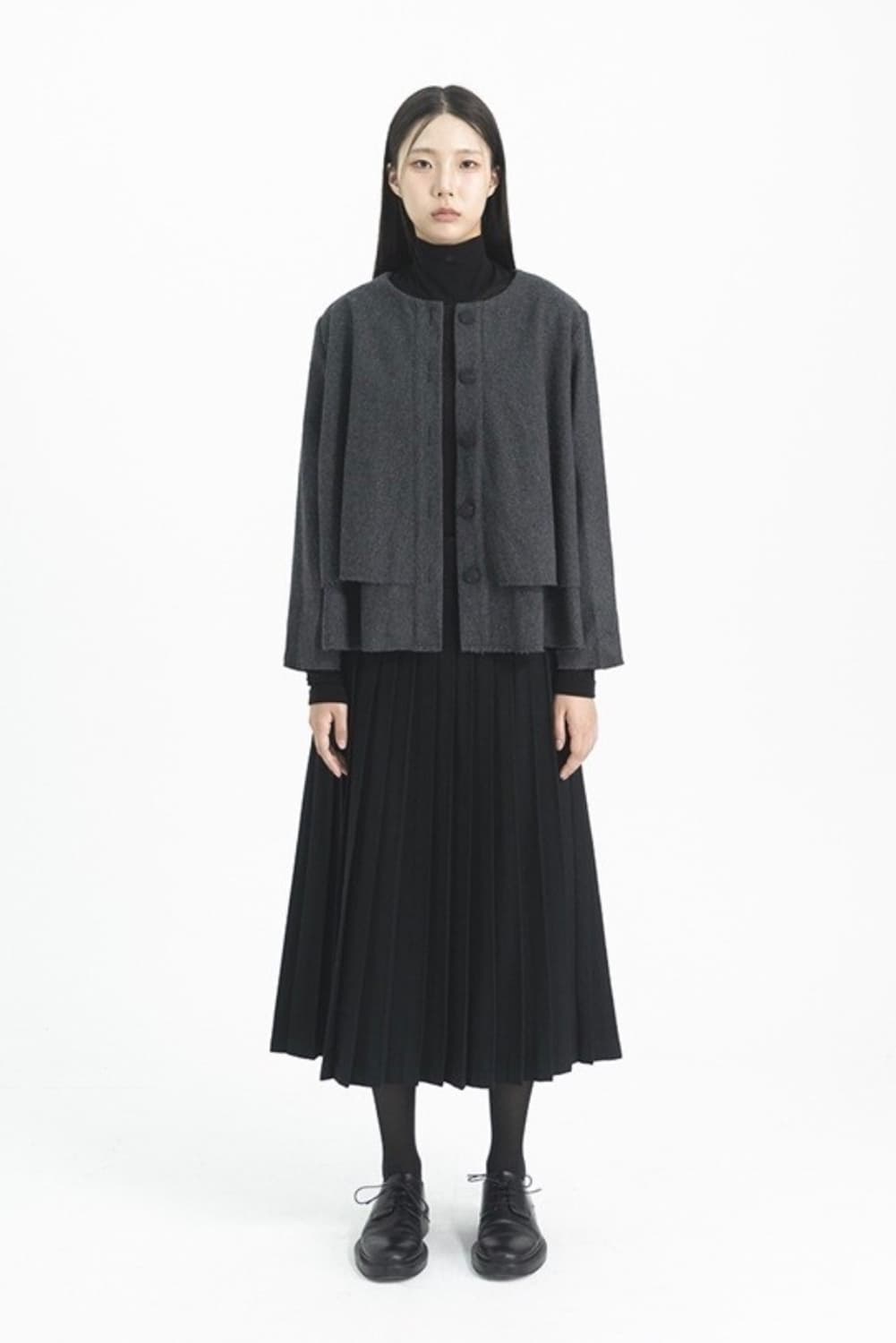 유노이아 버튼 울 자켓 가디건 구버전 -차콜 상품이미지1