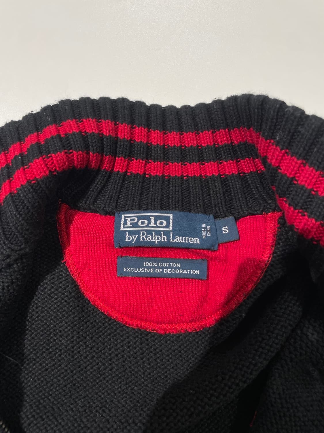 폴로 랄프로렌 블랙 빅 레드포니 투 웨이 집업 니트 자켓 상품이미지7