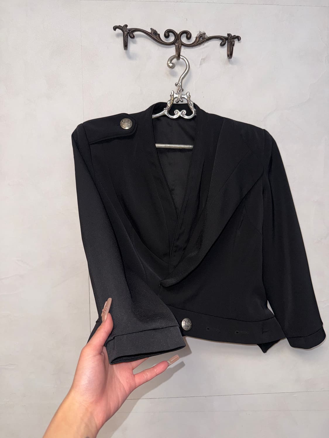 Black unbalance wrap button jacket  상품이미지2
