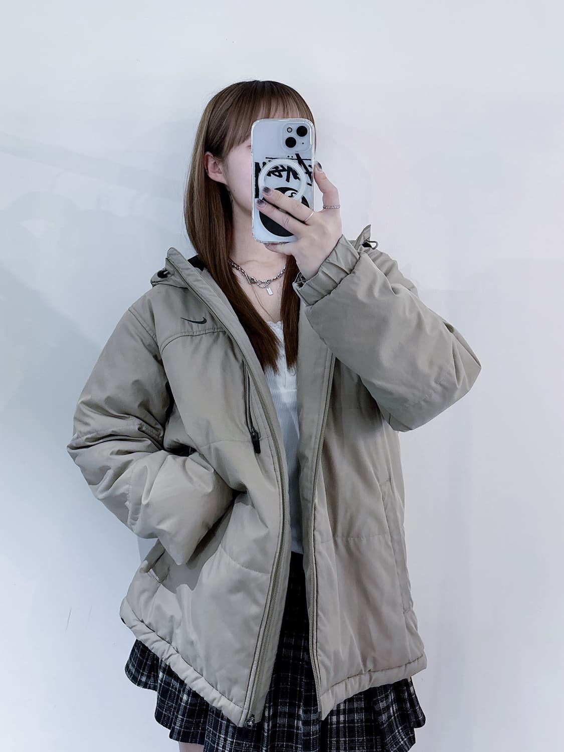 나이키 베이지 스우시 점퍼 상품이미지2