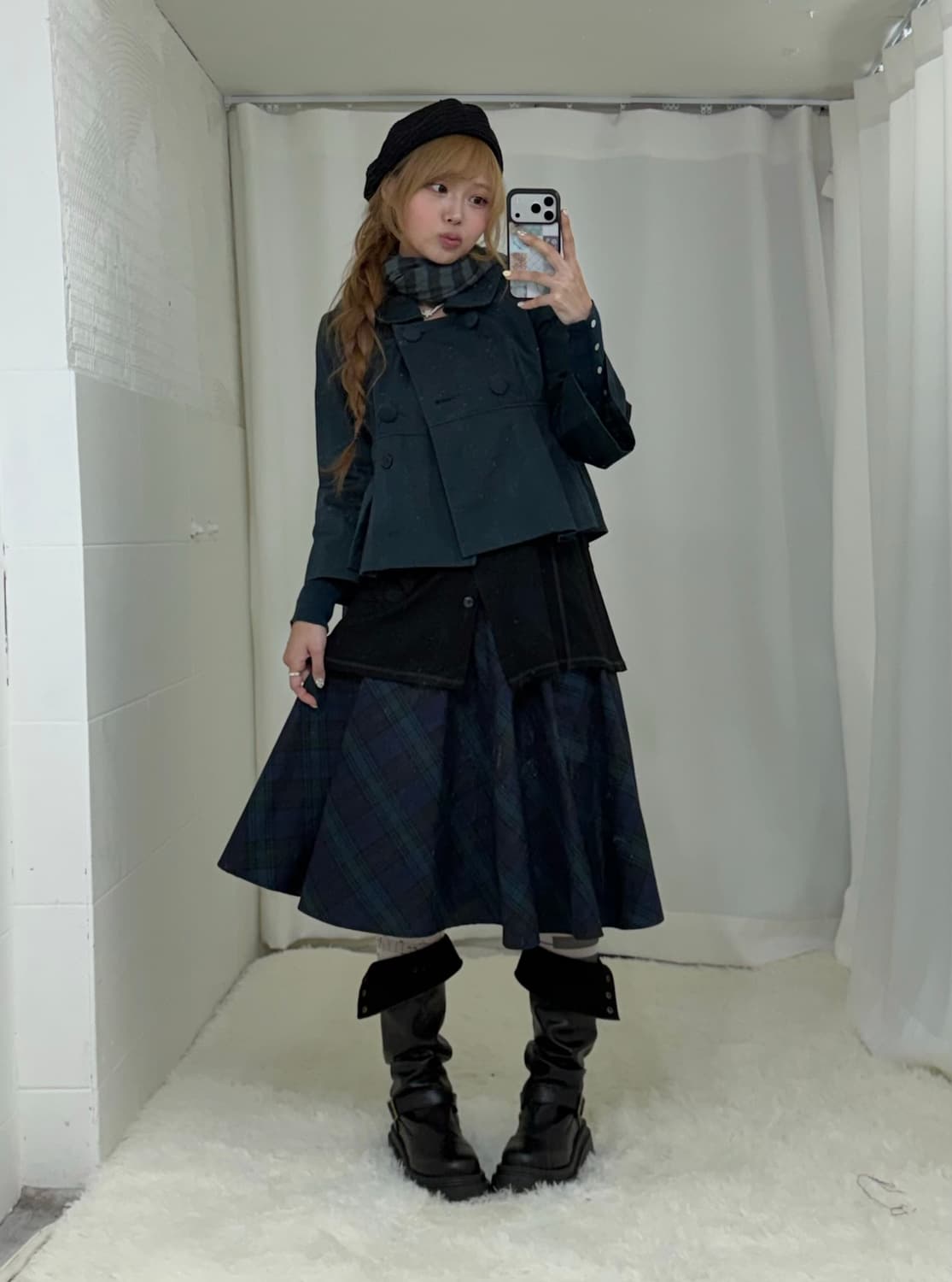 청록 하구미 니혼진 더블버튼 트렌치 코트 코디세트 상품이미지1