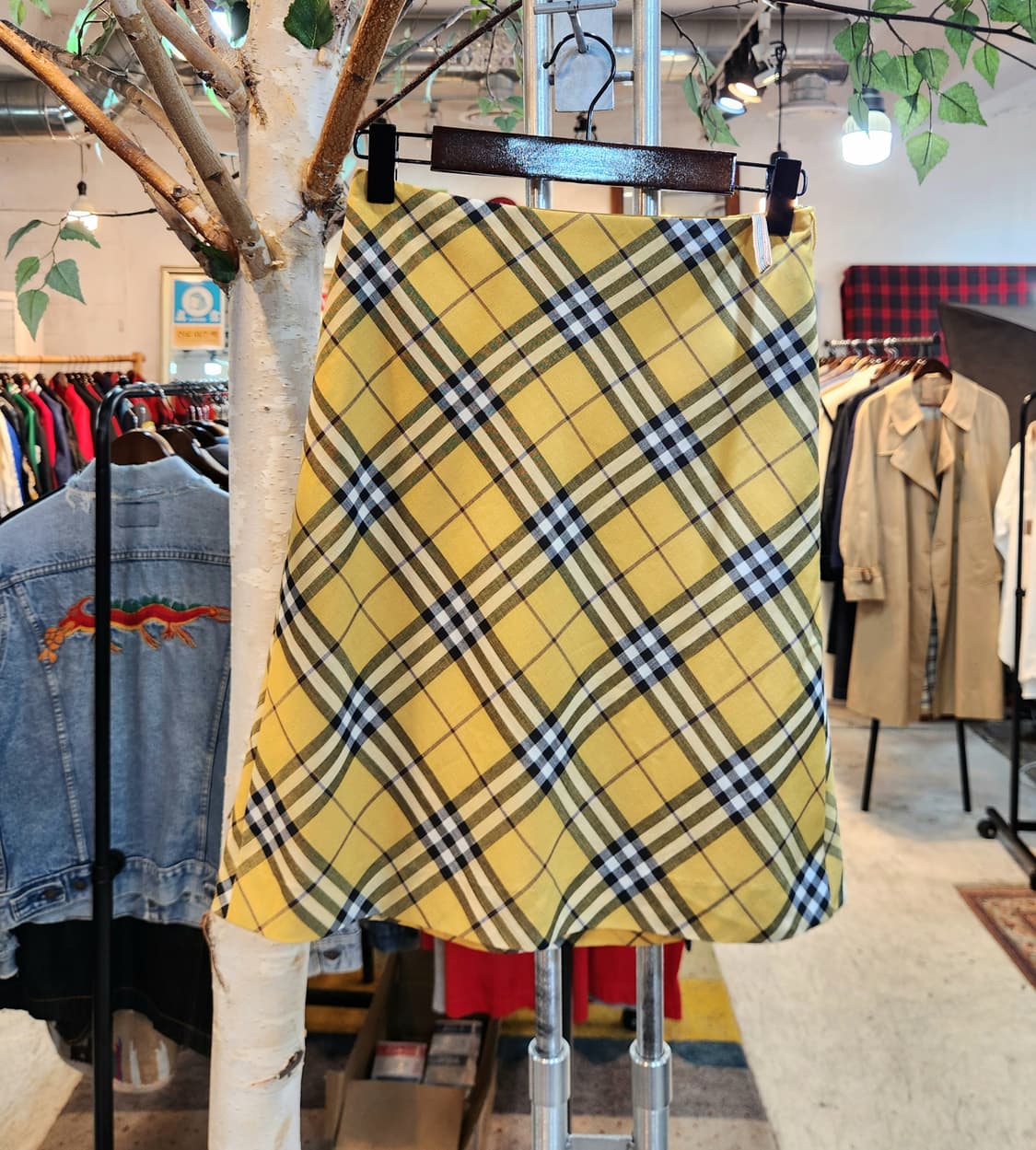 BURBERRY 버버리 블루라벨 옐로우 체크 스커트 상품이미지1