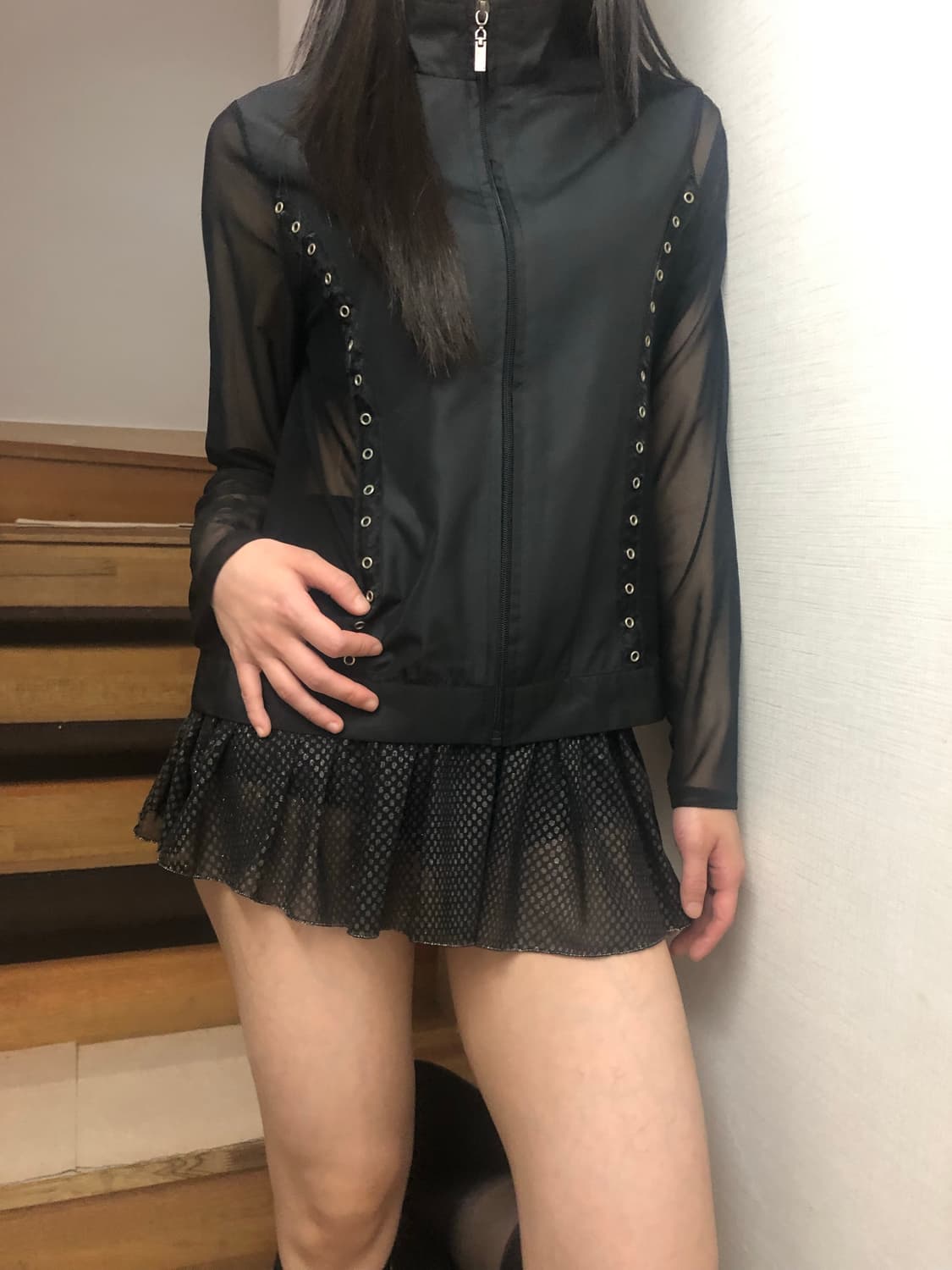 빈티지 블랙 스터드 시스루 자켓 상품이미지1