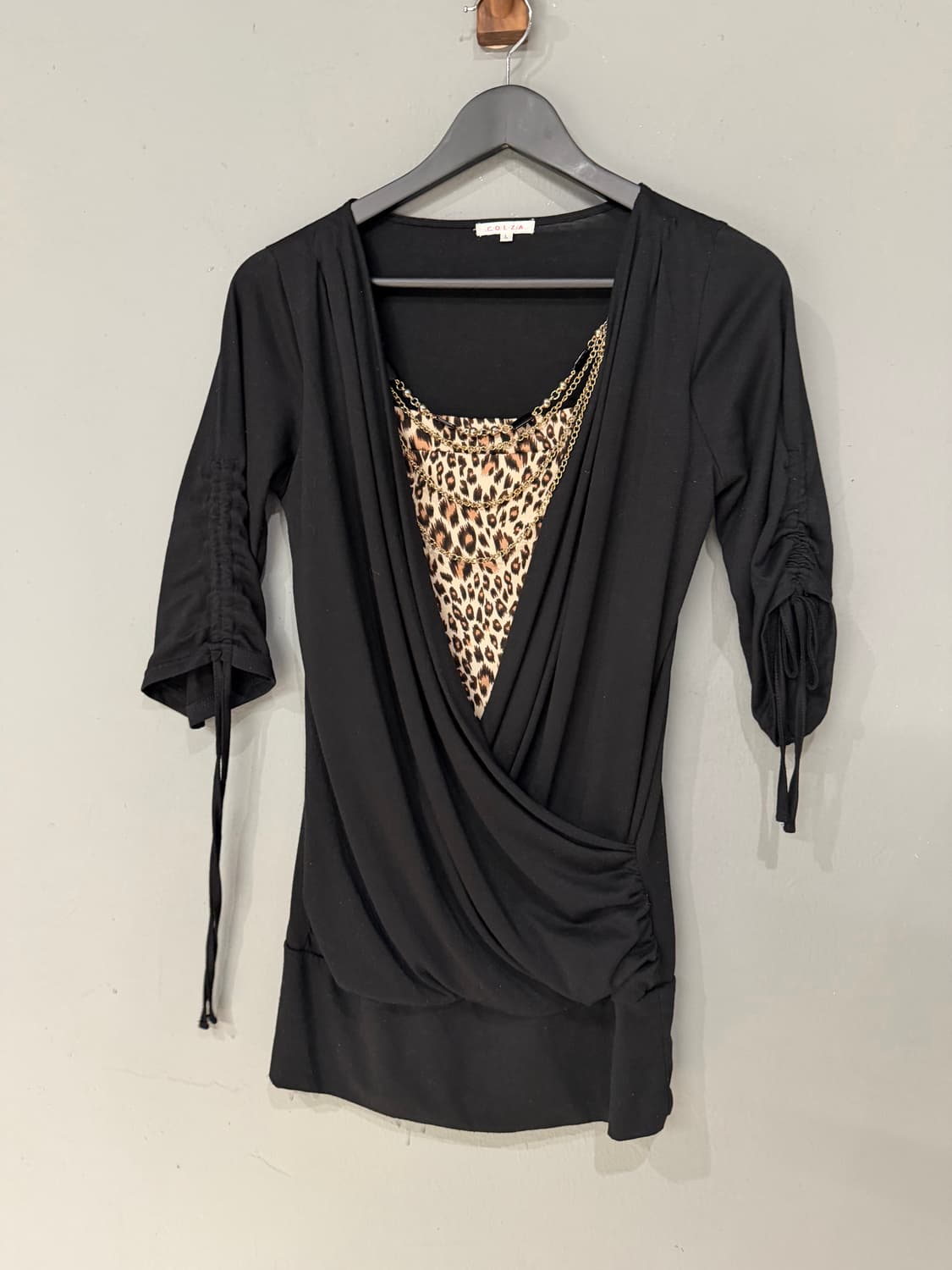 leopard layered drape detail top 상품이미지5