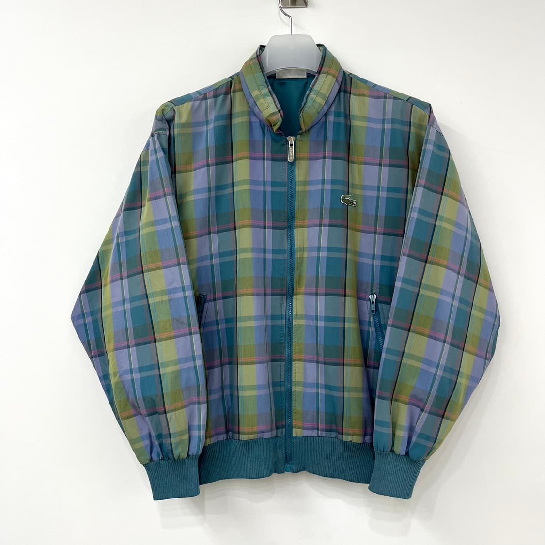 라코스테 90s 퍼플 그린 체크 블루종 자켓 상품이미지2