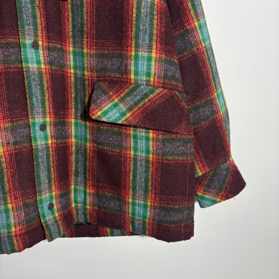 빈티지 체크 패턴 후드 셔츠 자켓 상품이미지3