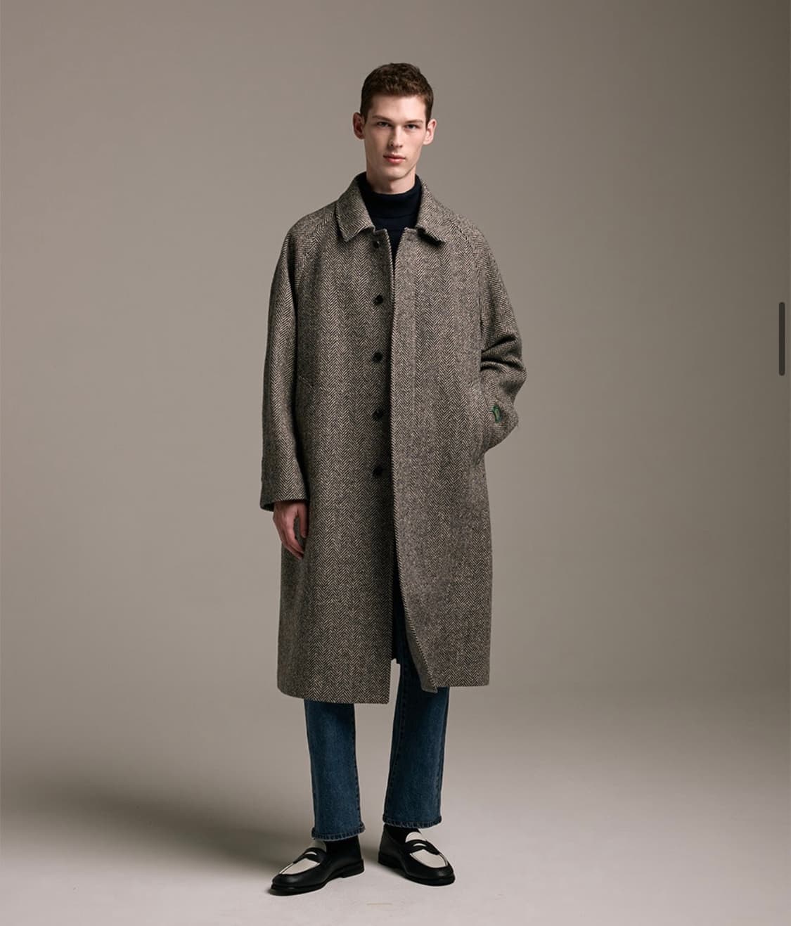 제로라운지 25FW Magee 마지 원단 도네갈 헤링본 발마칸 코트 L 상품이미지7