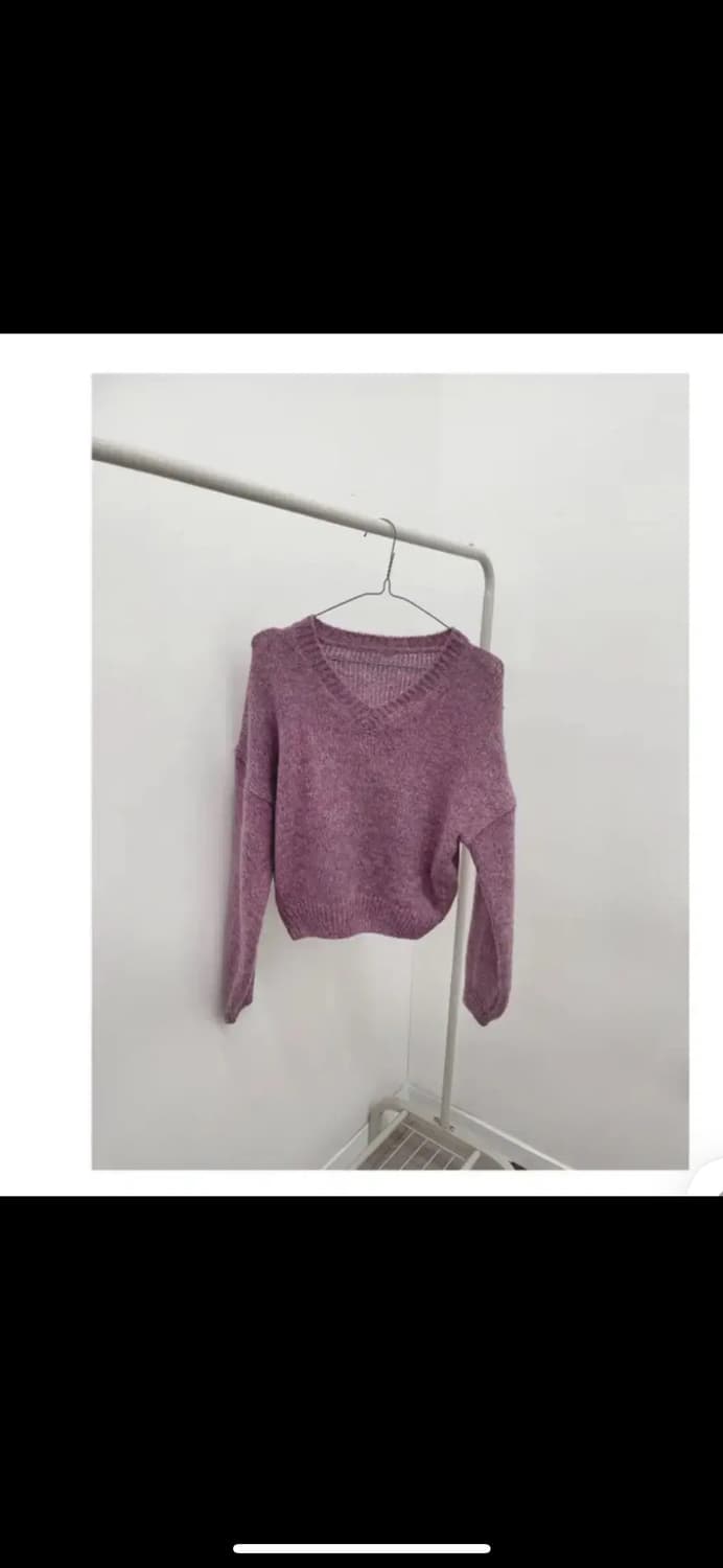 샤케 Alpaca V neck crop knit baby grape 상품이미지2