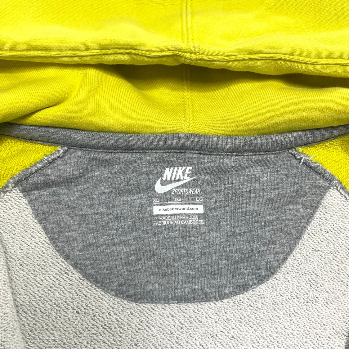 나이키 스몰로고 라임 배색 후드집업 남성XL  상품이미지3