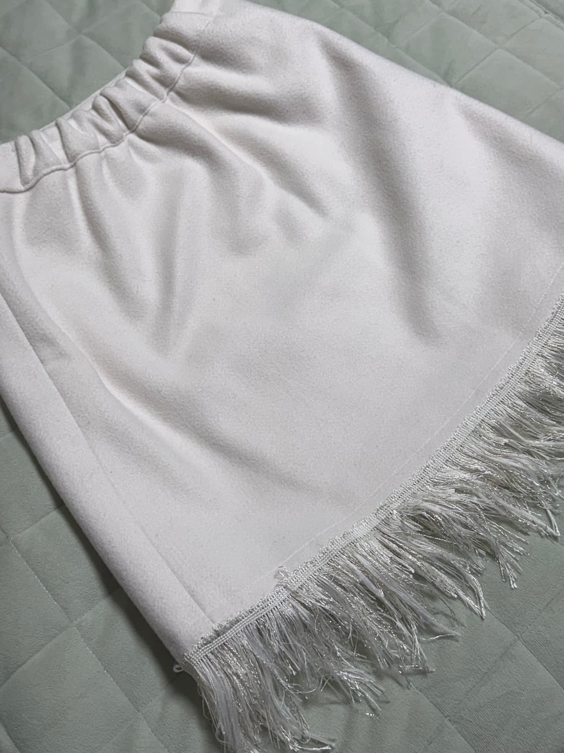 빈티지 테슬 울 미니 스커트 아이보리 상품이미지3